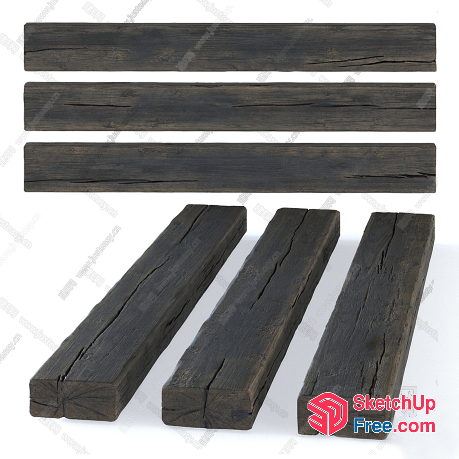 Weathered Wooden Planks 3D SketchUp File