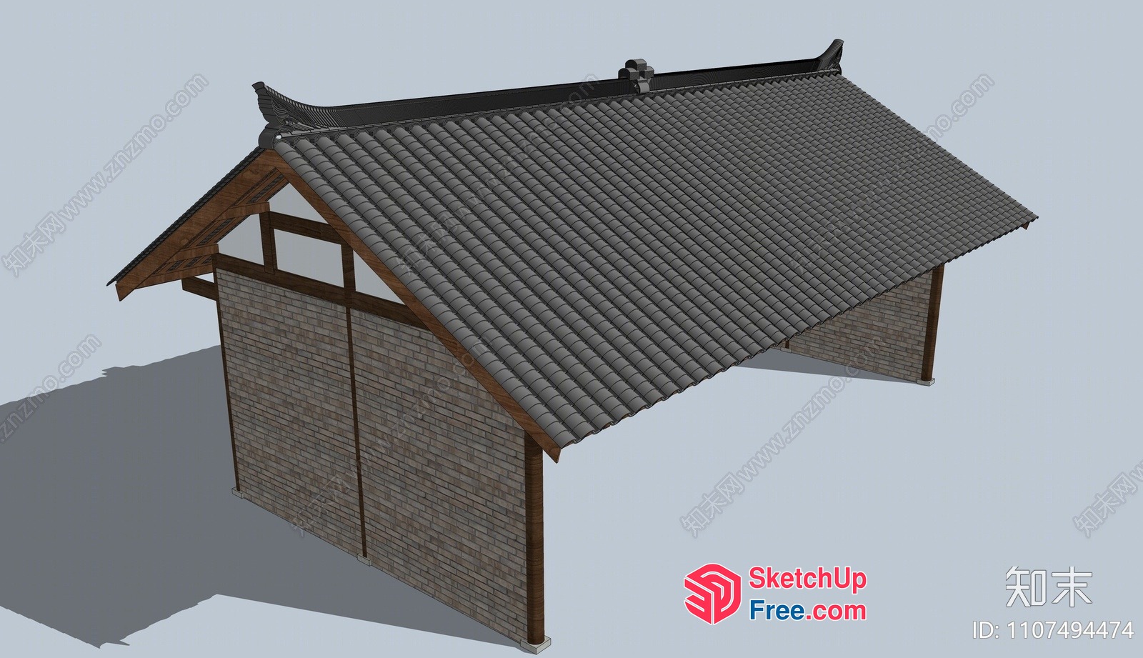 Traditional Asian-Style Roof Structure 3D SketchUp File