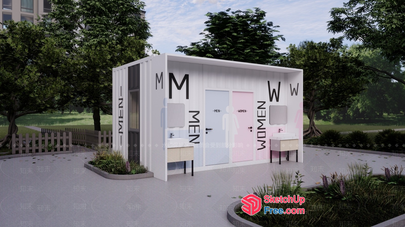 Modern Public Restroom Facilities 3D SketchUp File