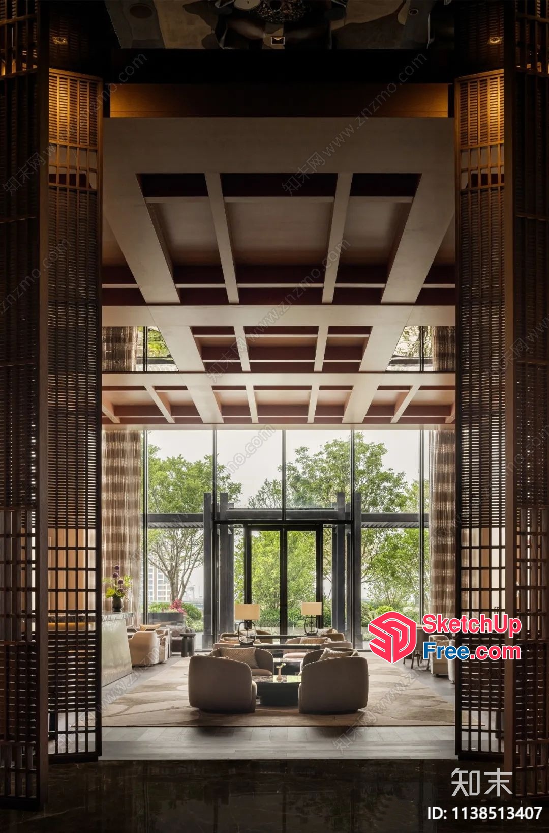 Modern Interior With Large Windows And High Ceilings 3D SketchUp File