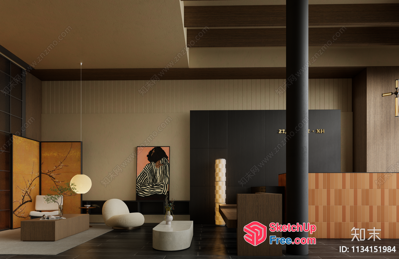 Modern Minimalist Living Room With Unique Furniture 3D SketchUp File