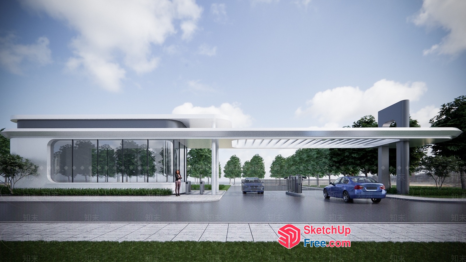 Gas Station Exterior 3D SketchUp File