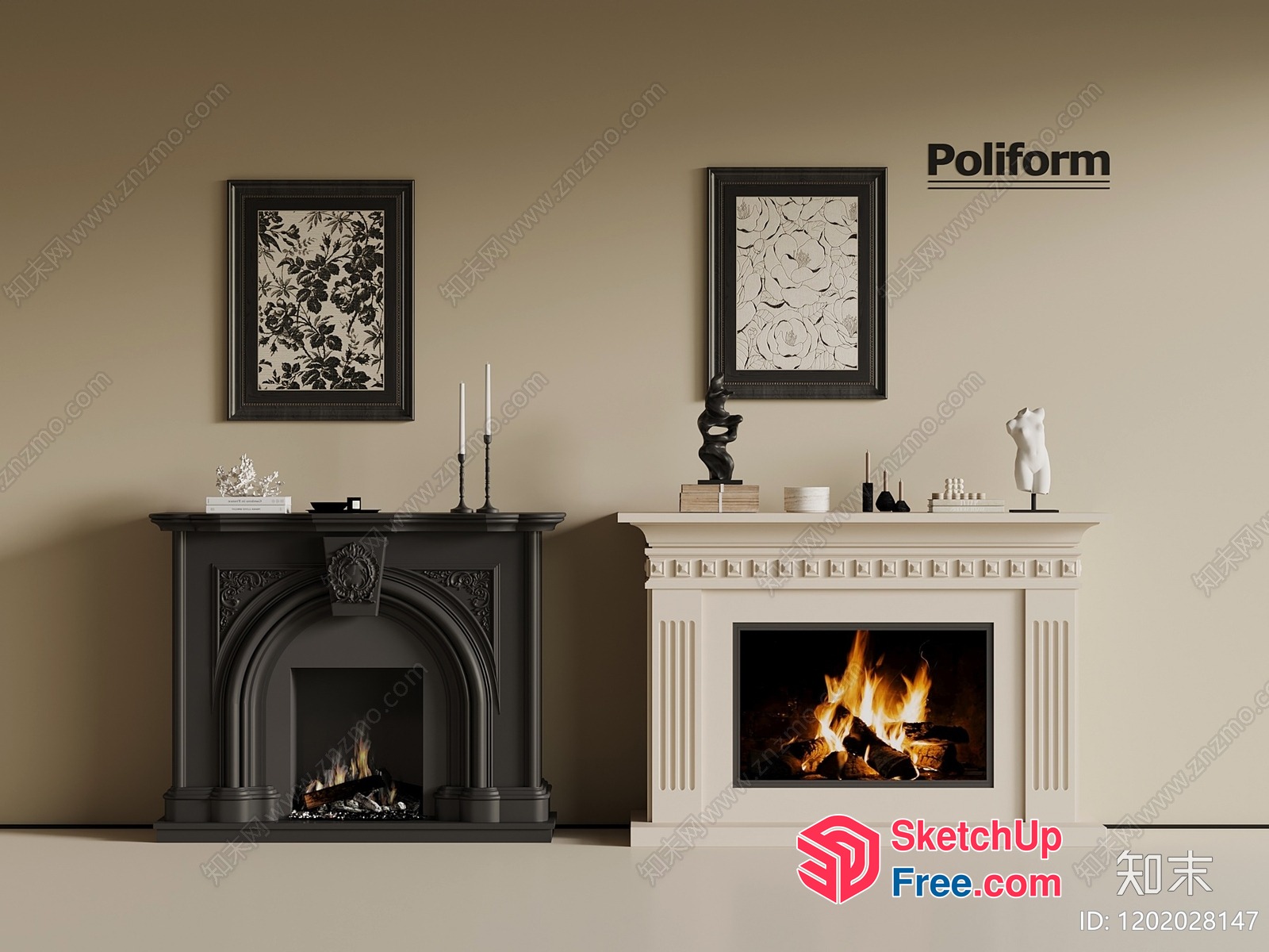 Poliform Fireplace Interior 3D SketchUp File