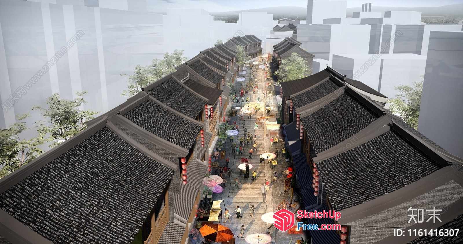 Traditional Chinese Street Market 3D SketchUp File