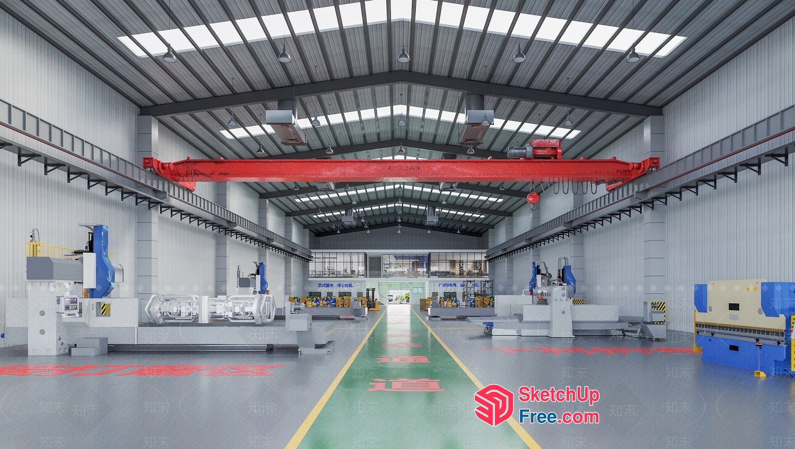 Industrial Interior With Large Machinery And High Ceiling 3D SketchUp File