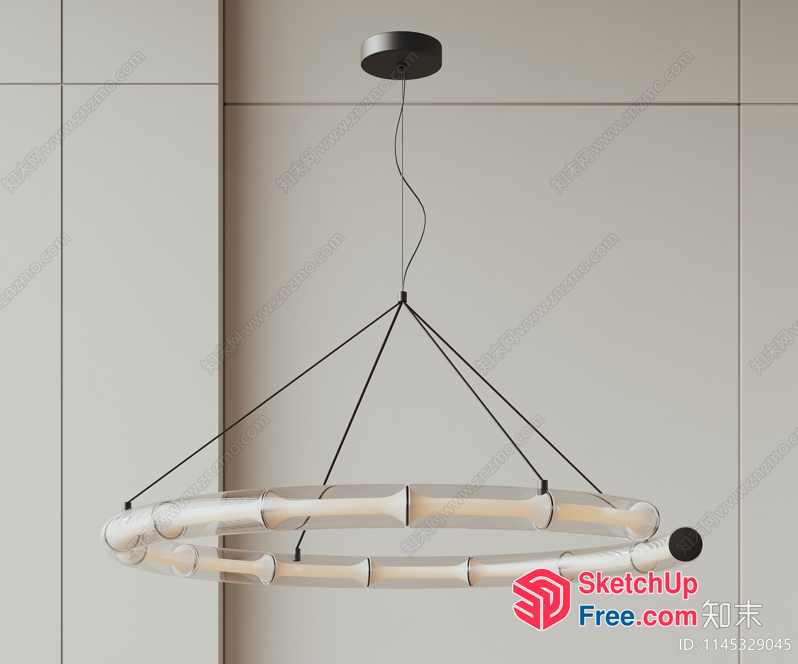 Contemporary Glass And Wood Chandelier 3D SketchUp File