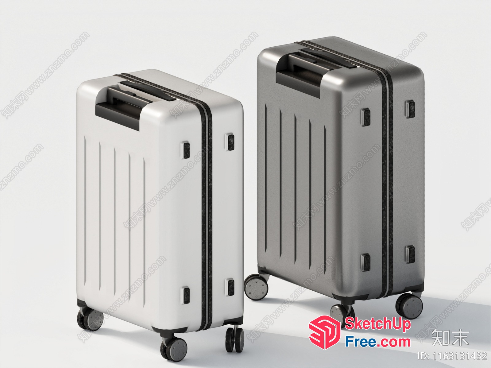 Two Luggage Pieces Against White Background 3D SketchUp File