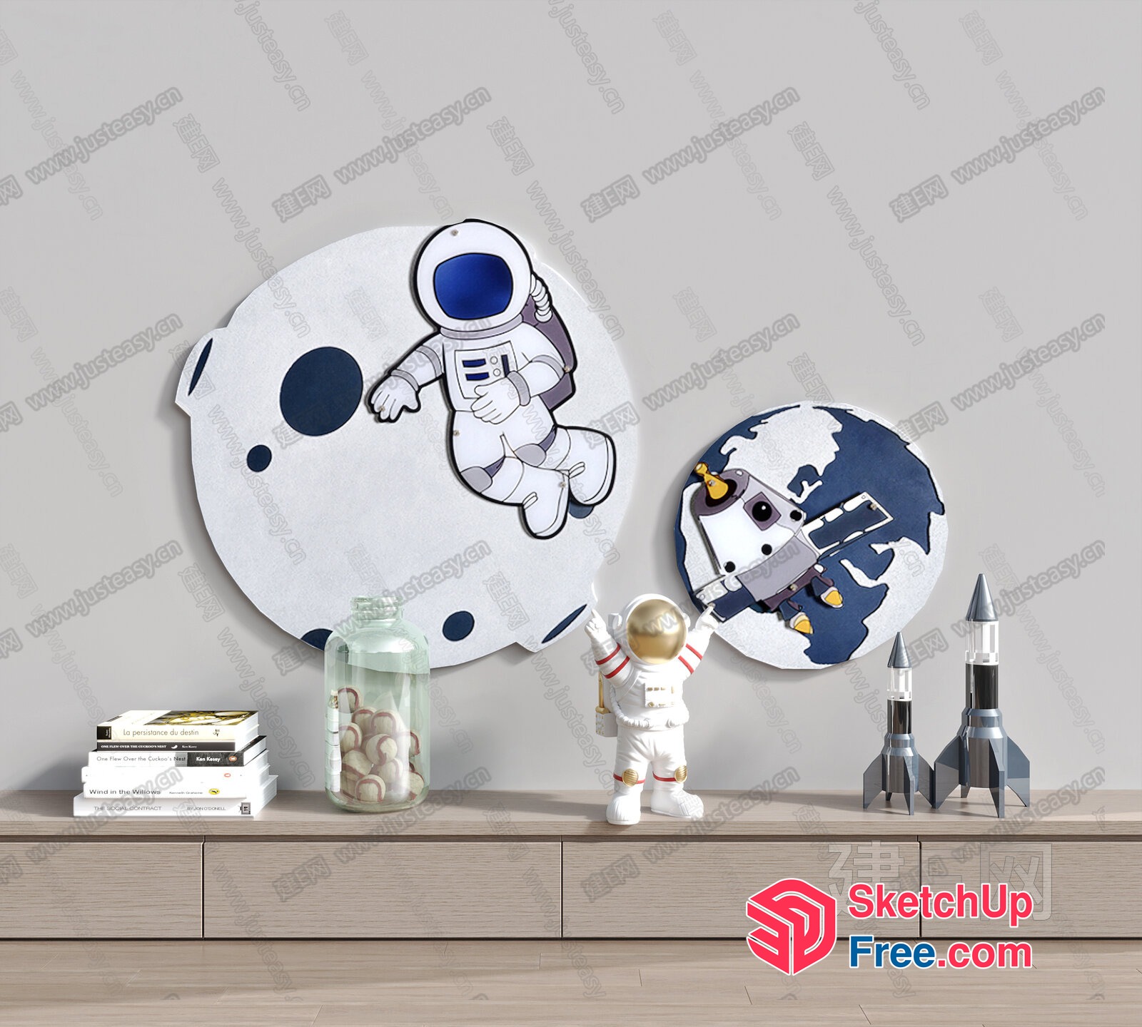 Astronaut Decor In Space Capsule Theme 3D SketchUp File