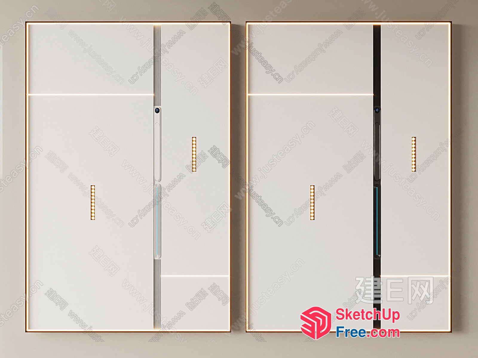 Elevator Doors With Modern Design And Led Lighting 3D SketchUp File
