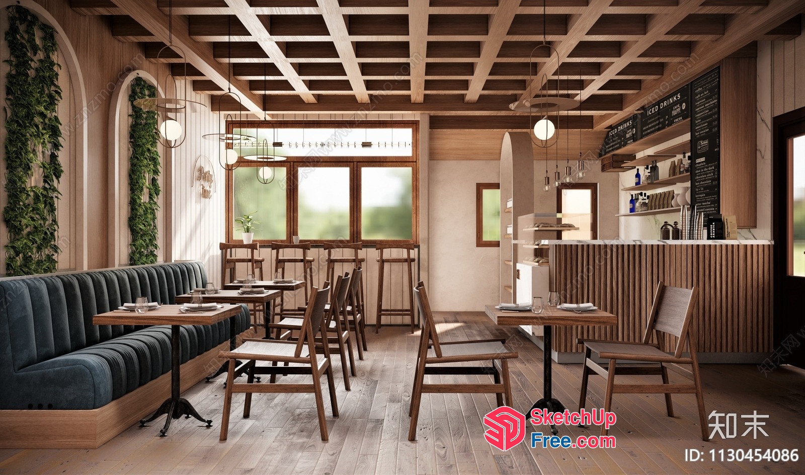 Modern Rustic Wood And Greenery Interior Design 3D SketchUp File