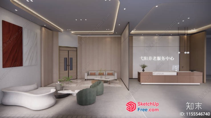 Modern Minimalist Office Space 3D SketchUp File