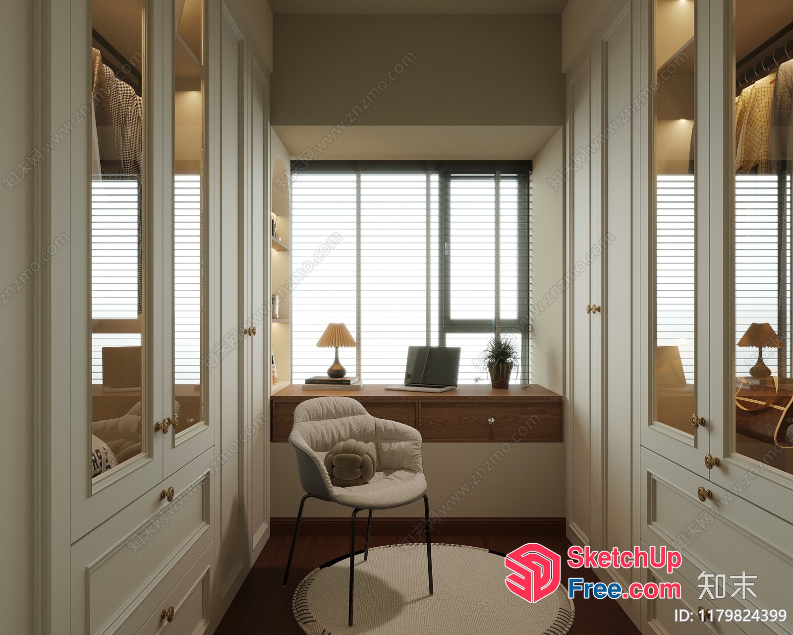 Minimalist Interior With White And Brown Tones 3D SketchUp File