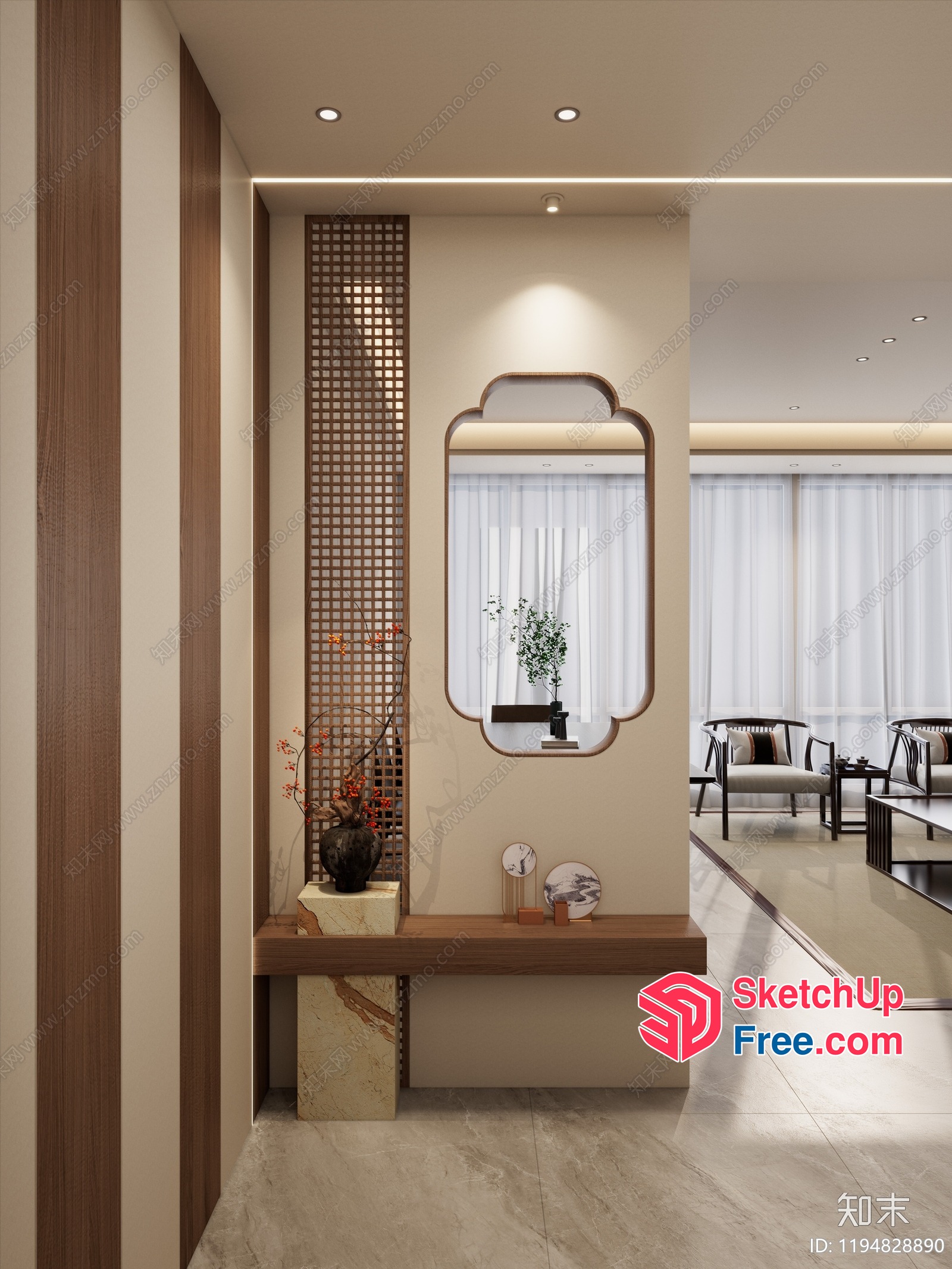 Modern Asian-Inspired Interior Design 3D SketchUp File