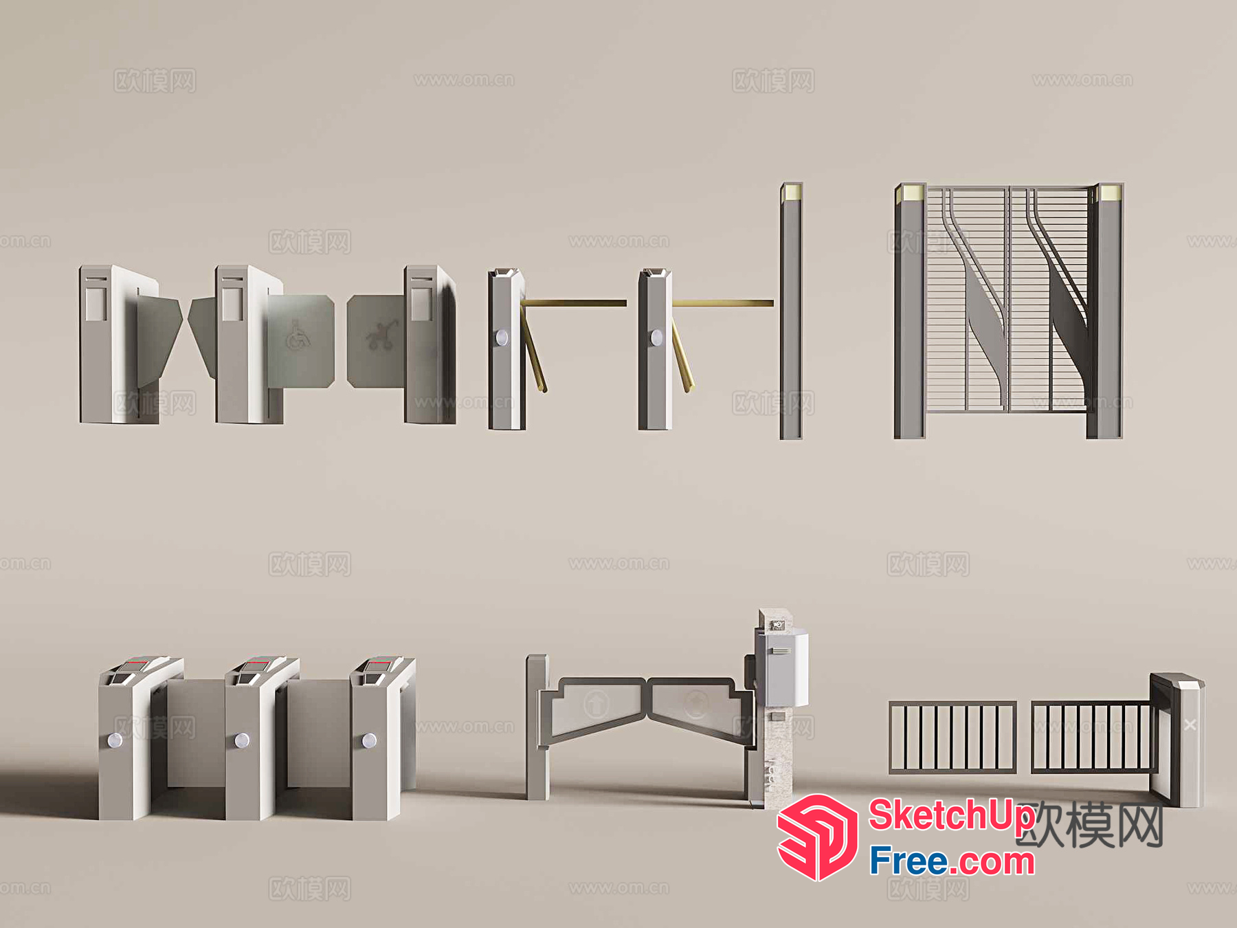 Modern Staircase With Railing And Gate 3D SketchUp File