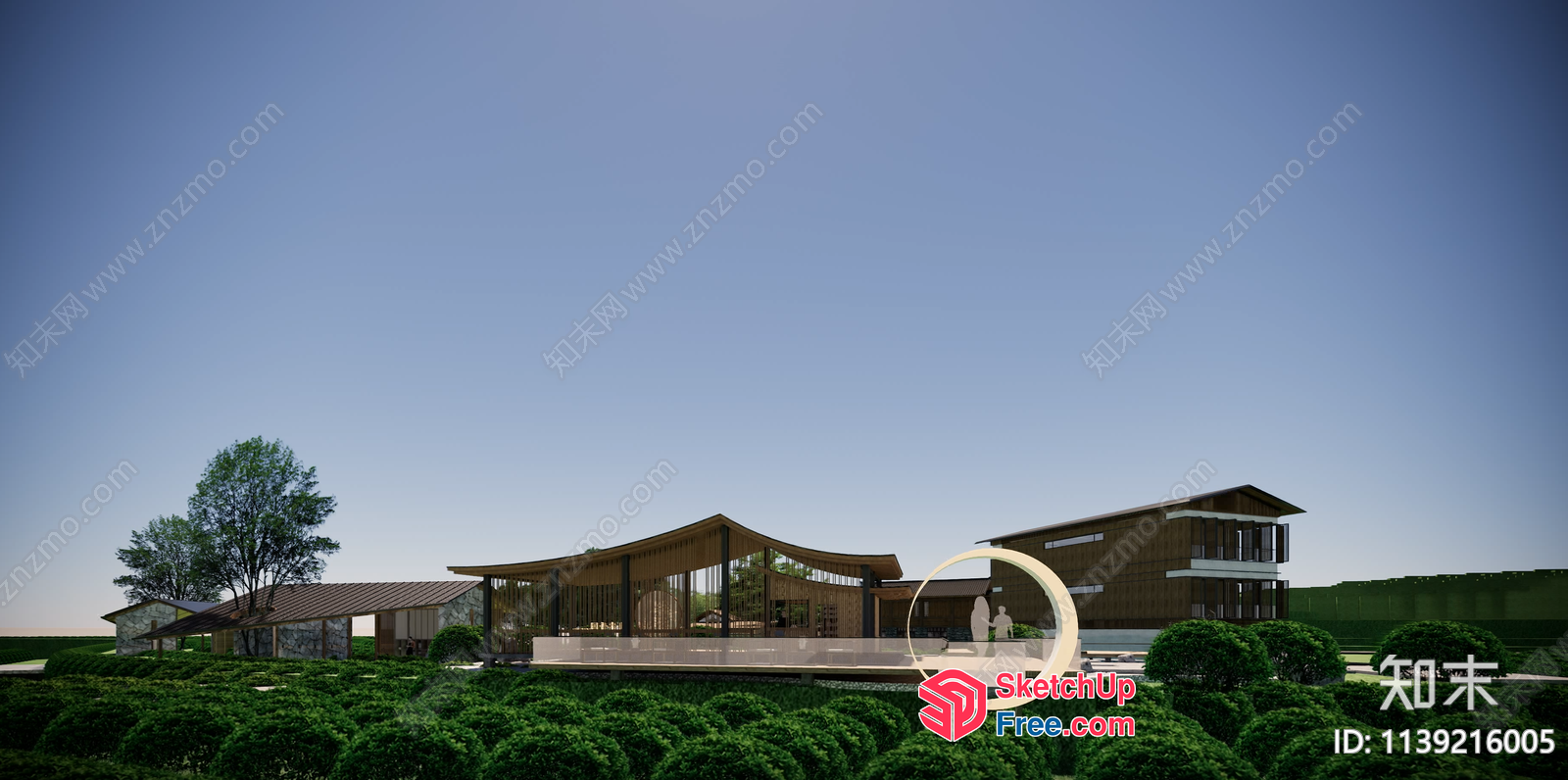 Modern Asian-Inspired House Exterior With Rooftop Terrace 3D SketchUp File