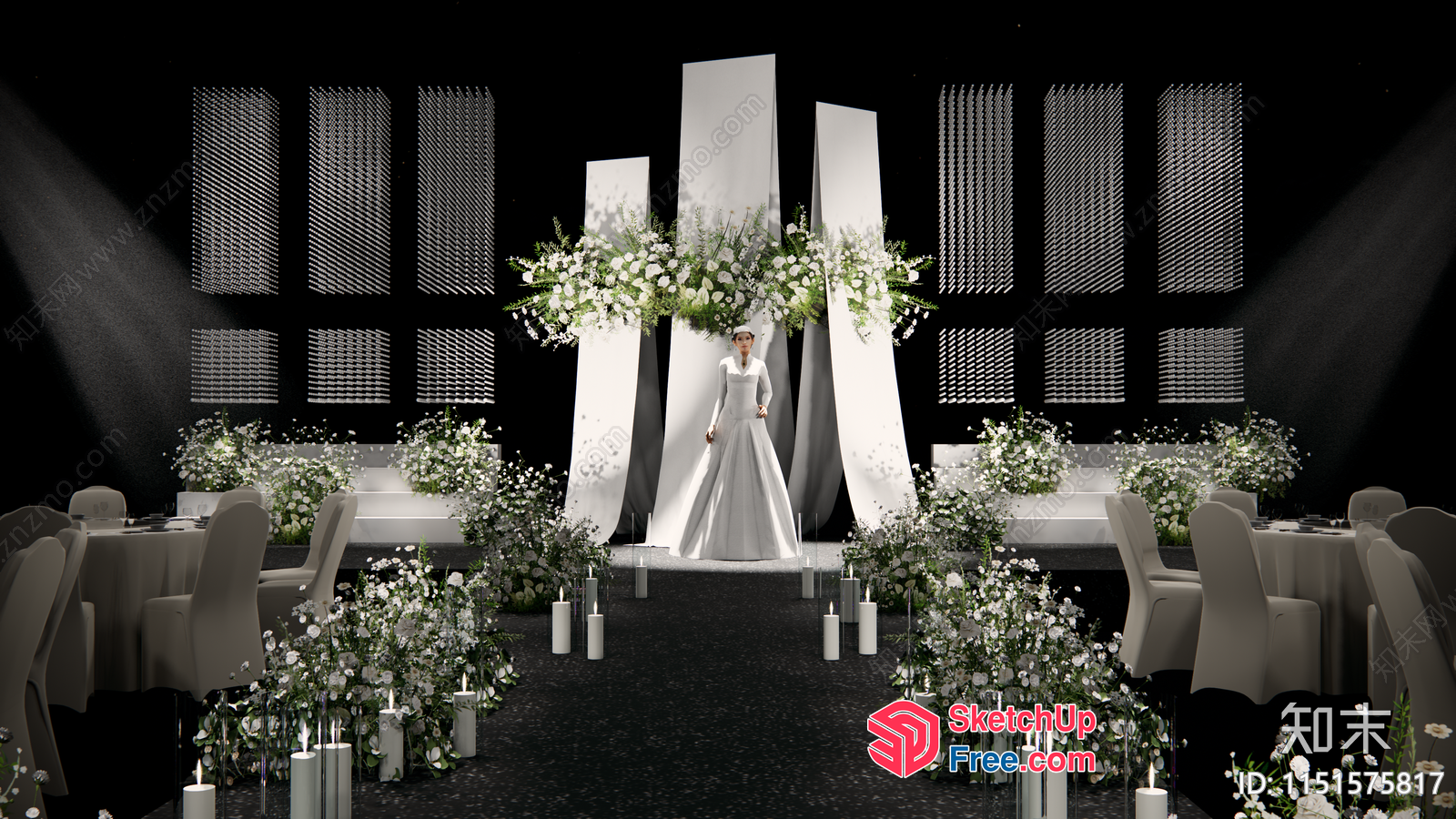 Elegant White Wedding Decor 3D SketchUp File