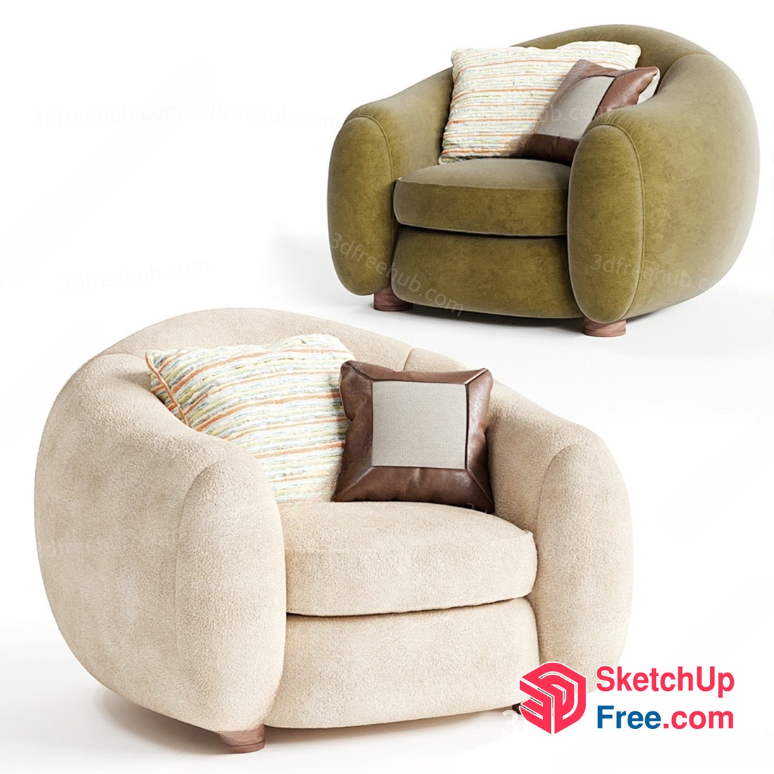 Stylish Sofa And Armchair Set 3D SketchUp File