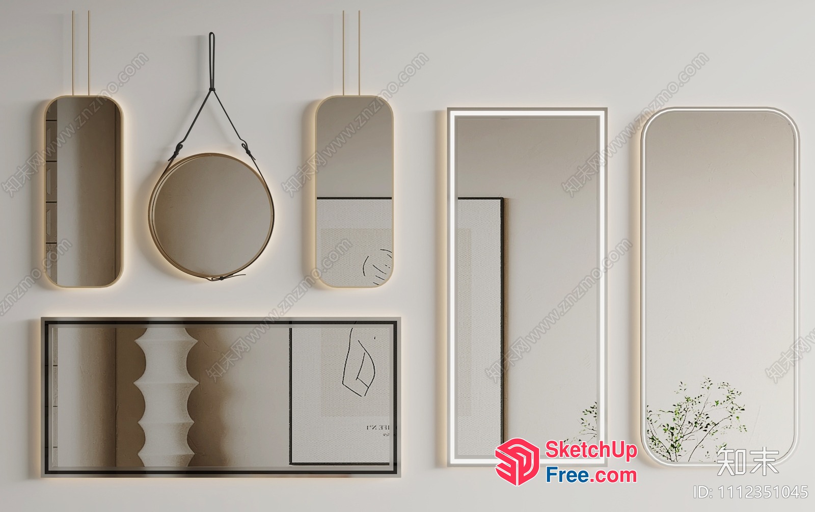 Minimalist Style Mirror Collection 3D SketchUp File