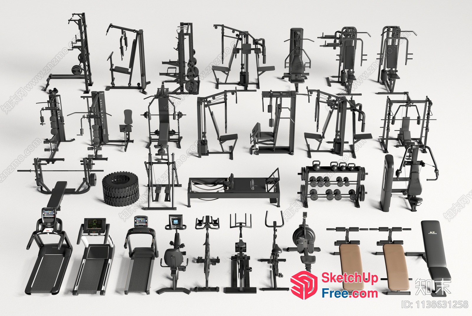 Modern Gym Equipment Collection 3D SketchUp File