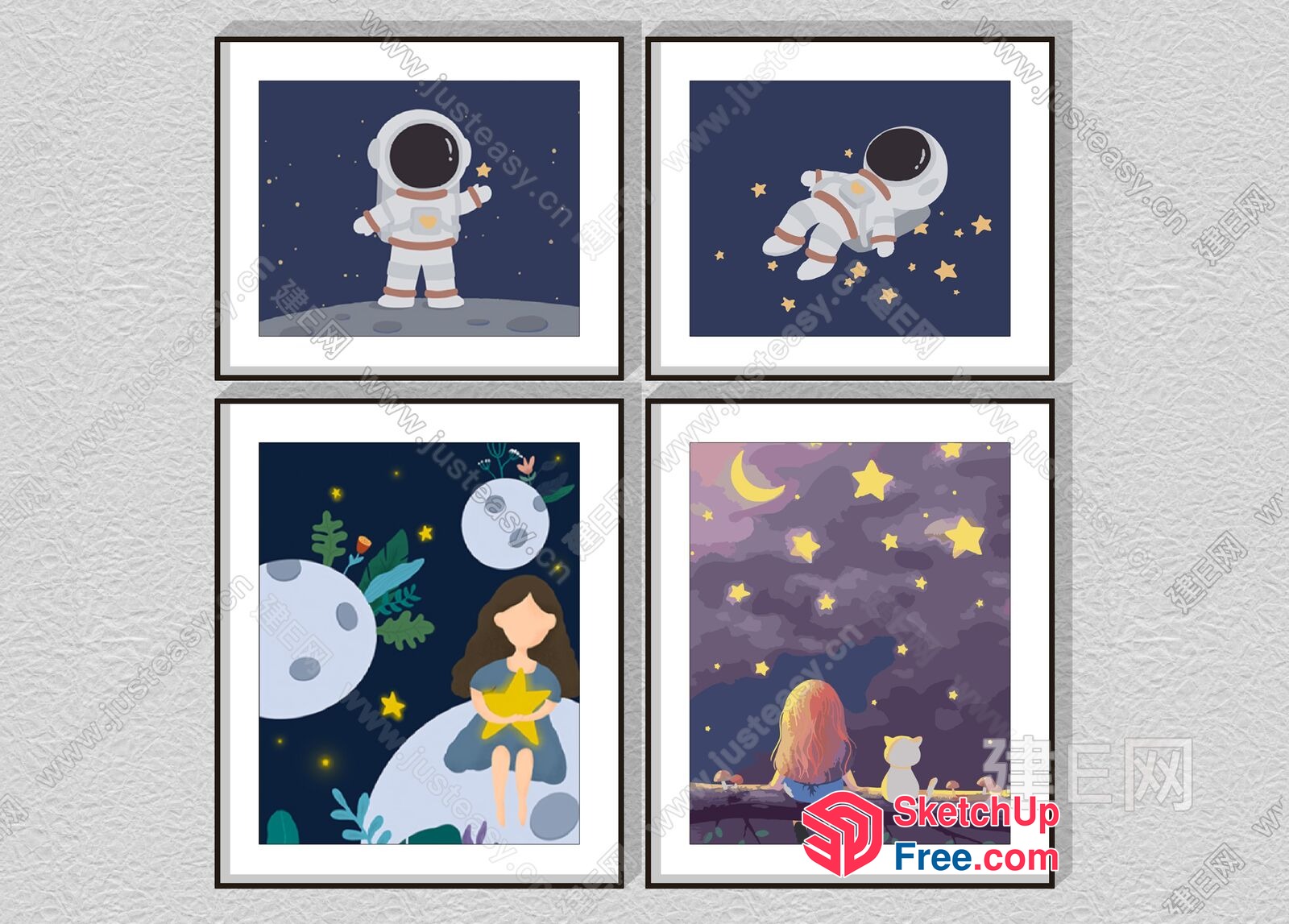 Dreamy Astronauts And Celestial Friends 3D SketchUp File