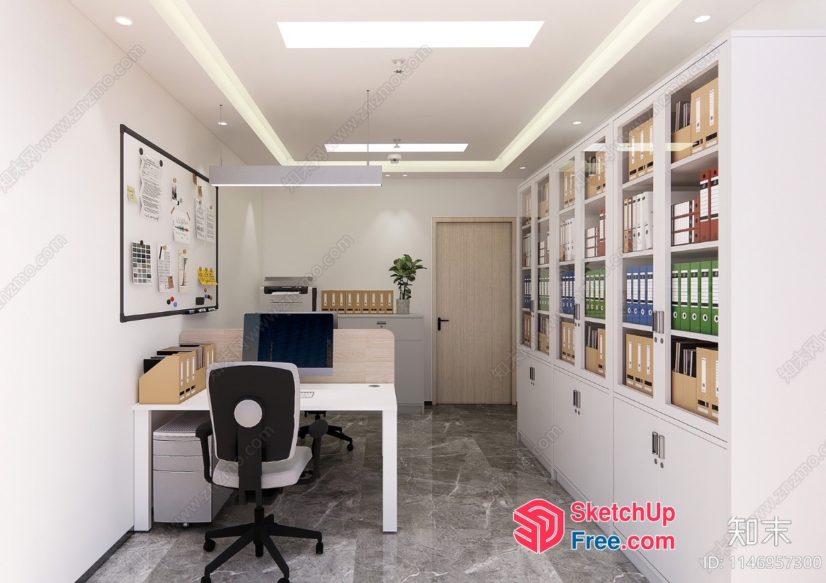 Modern Office Interior With Sleek Furniture And Neutral Color Scheme 3D SketchUp File