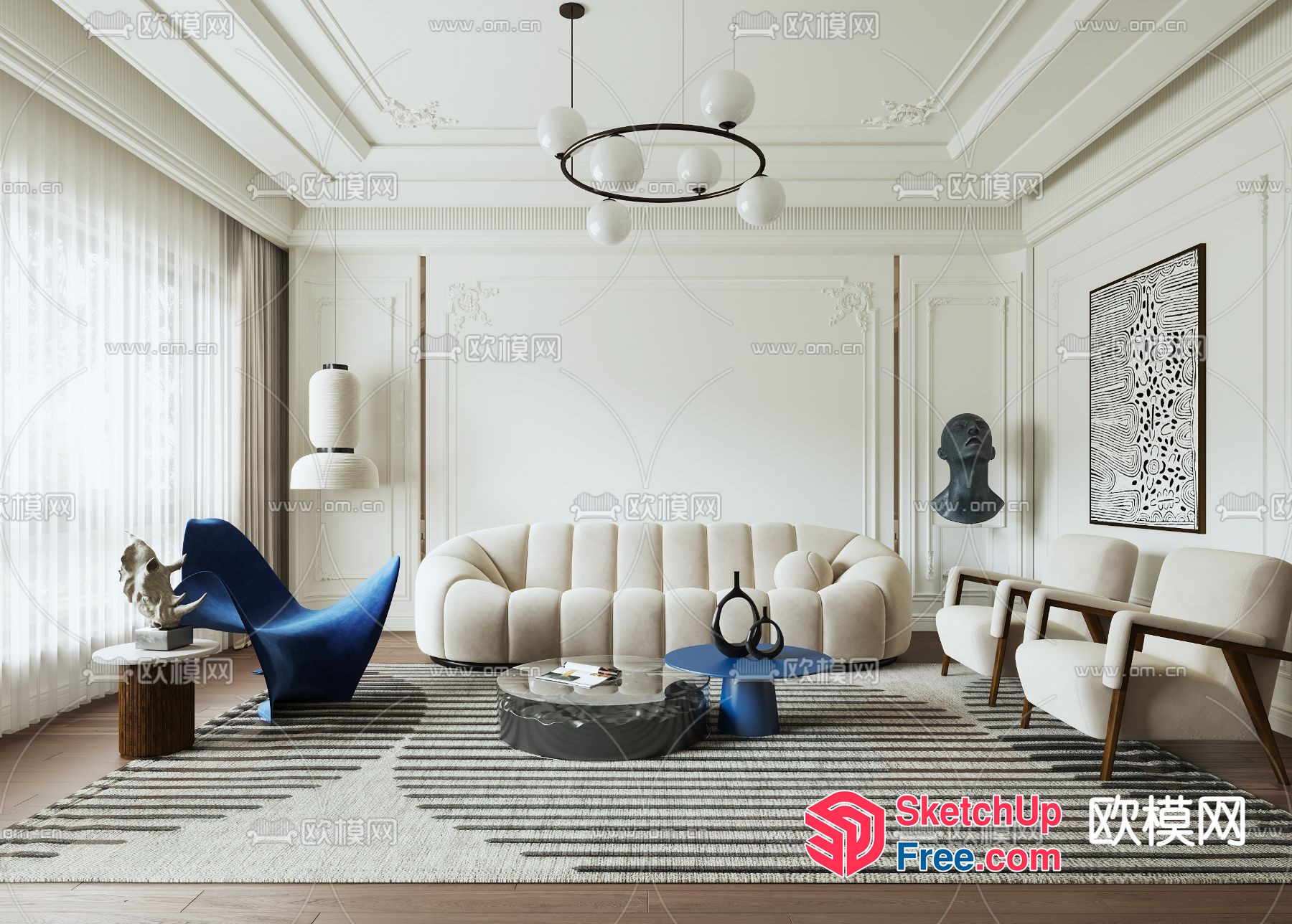 Modern And Elegant Living Room Design 3D SketchUp File