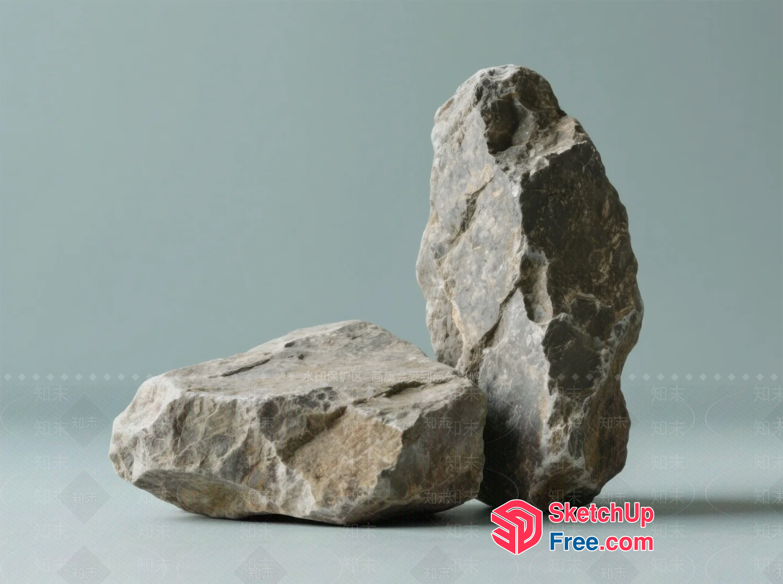 Two Rocks On A Plain Surface 3D SketchUp File