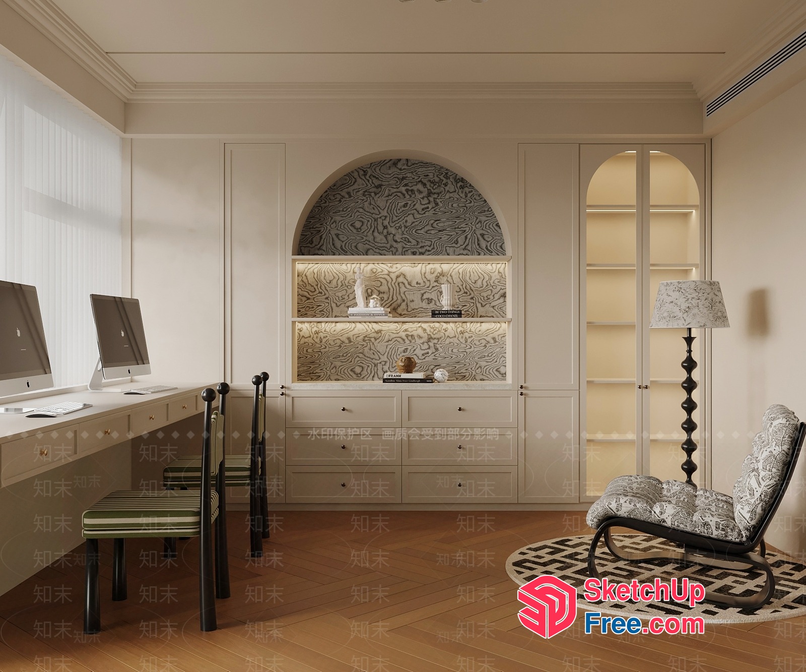 Elegant And Sophisticated Home Office Design 3D SketchUp File