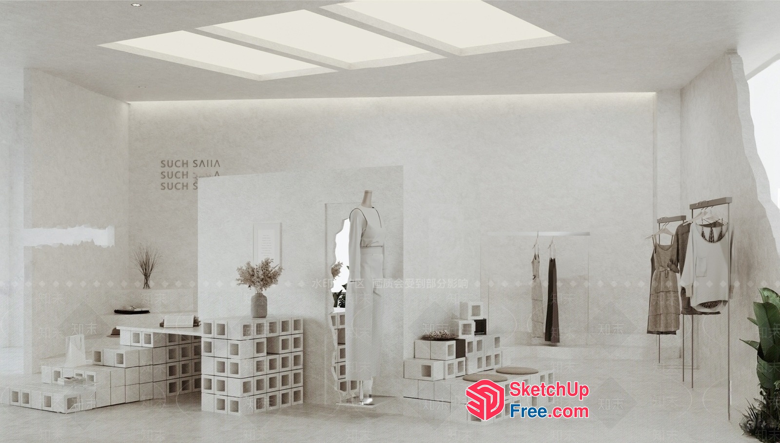 All-White Minimalist Interior 3D SketchUp File