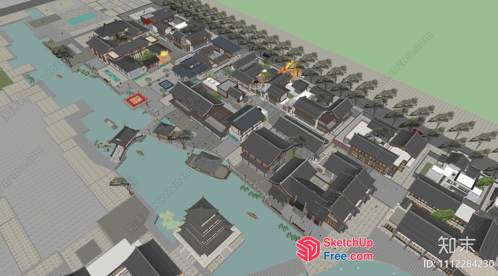 Chinese Village Scene 3D SketchUp File