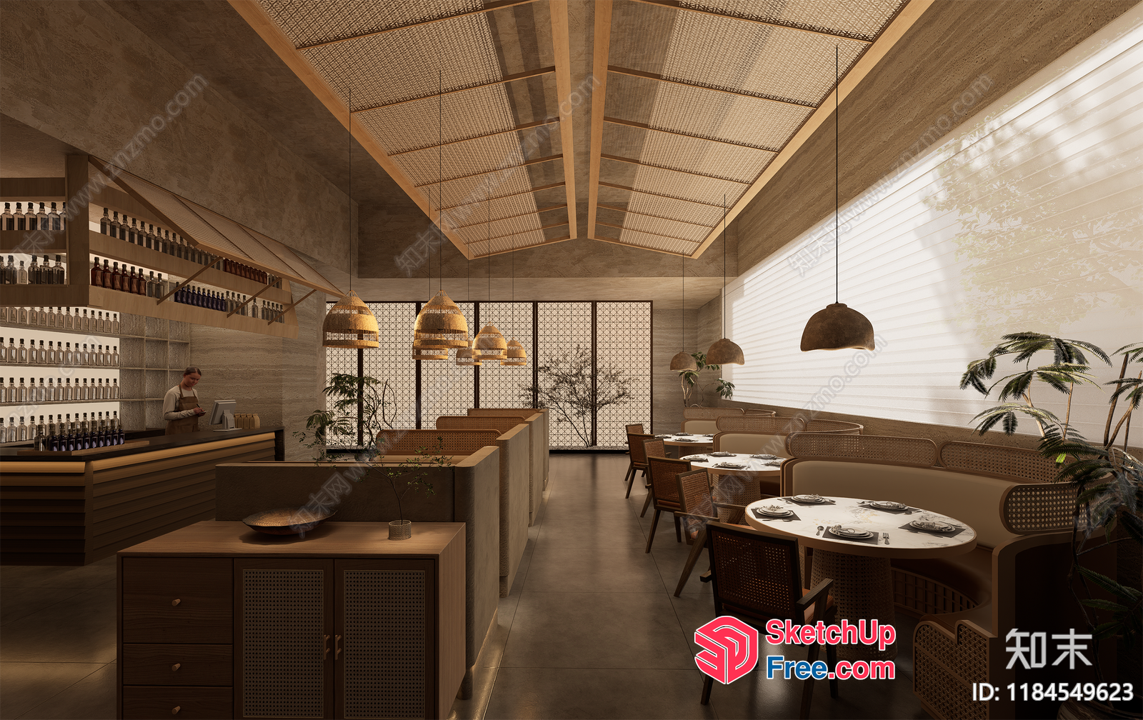 Elegant Modern Japanese Restaurant Interior 3D SketchUp File