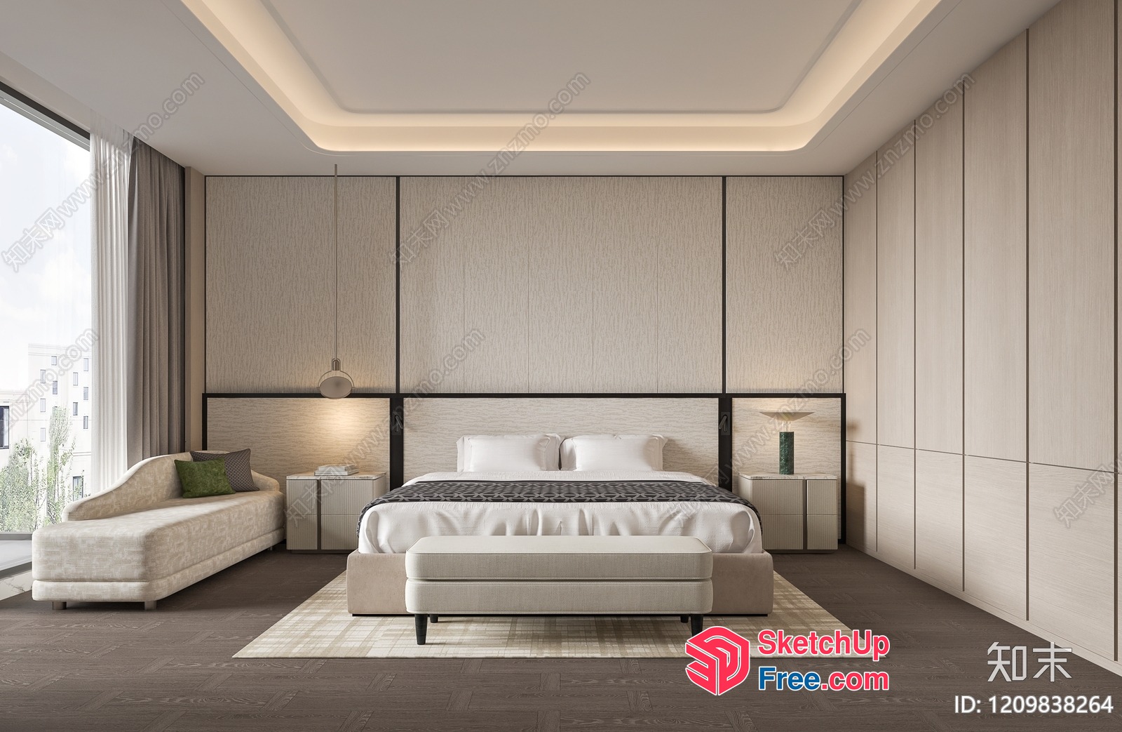 Modern Minimalist Bedroom Interior 3D SketchUp File