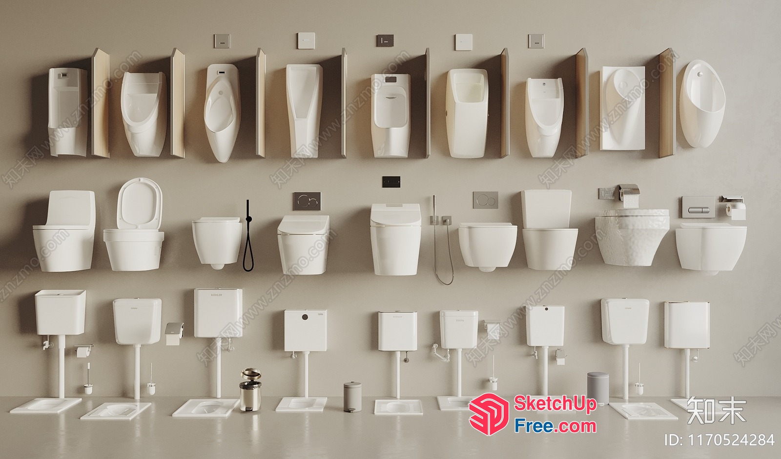Various Toilet Fixtures And Accessories 3D SketchUp File