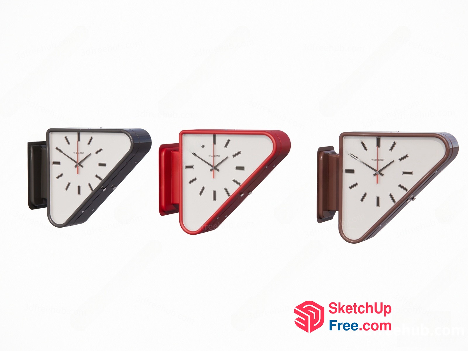 Modern Triangular Clocks 3D SketchUp File