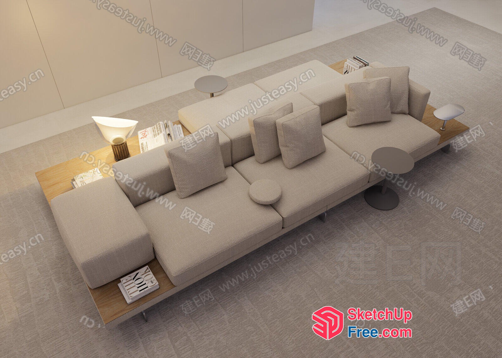 Modern Minimalist Living Room With Neutral Color Palette 3D SketchUp File