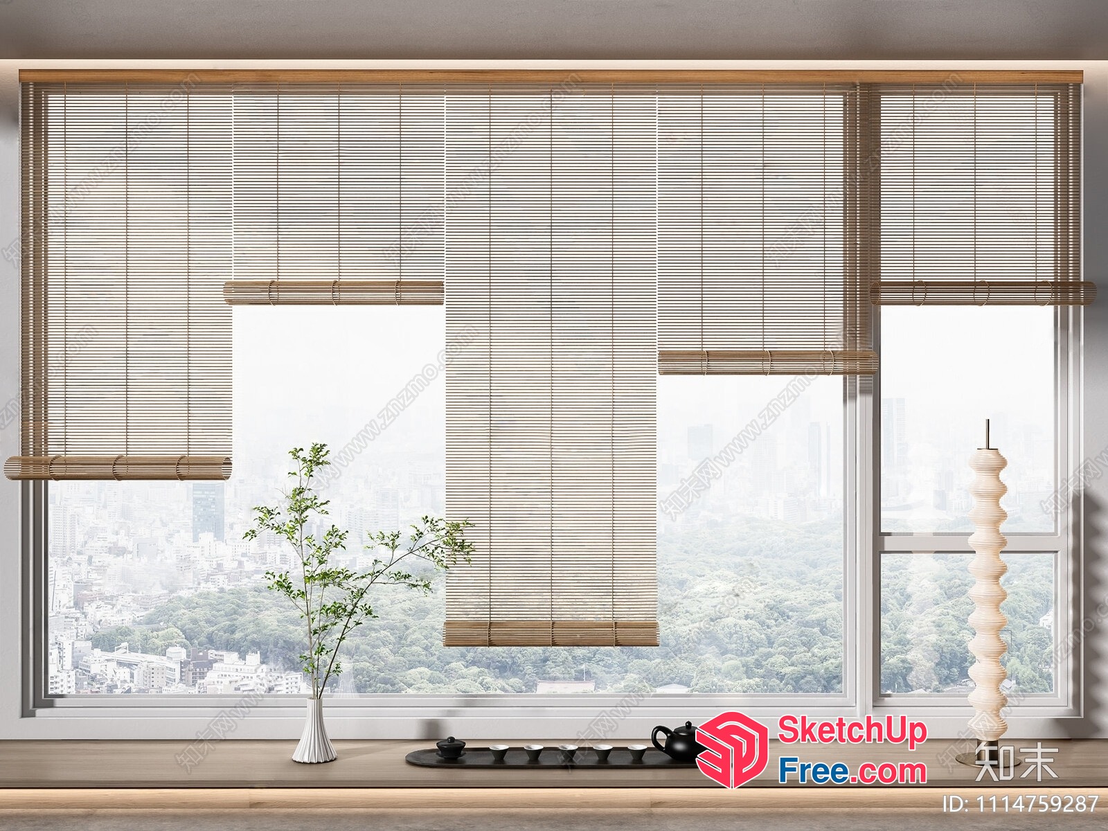 Modern Japanese-Inspired Window Decor With Natural Light 3D SketchUp File