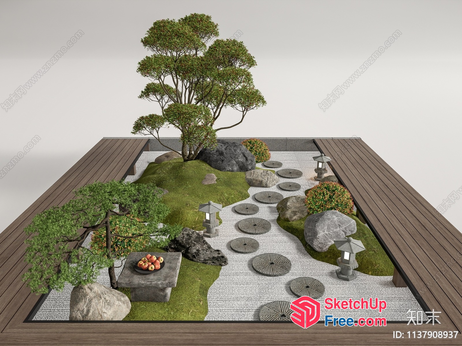 Japanese Style Garden Design With Natural Elements 3D SketchUp File