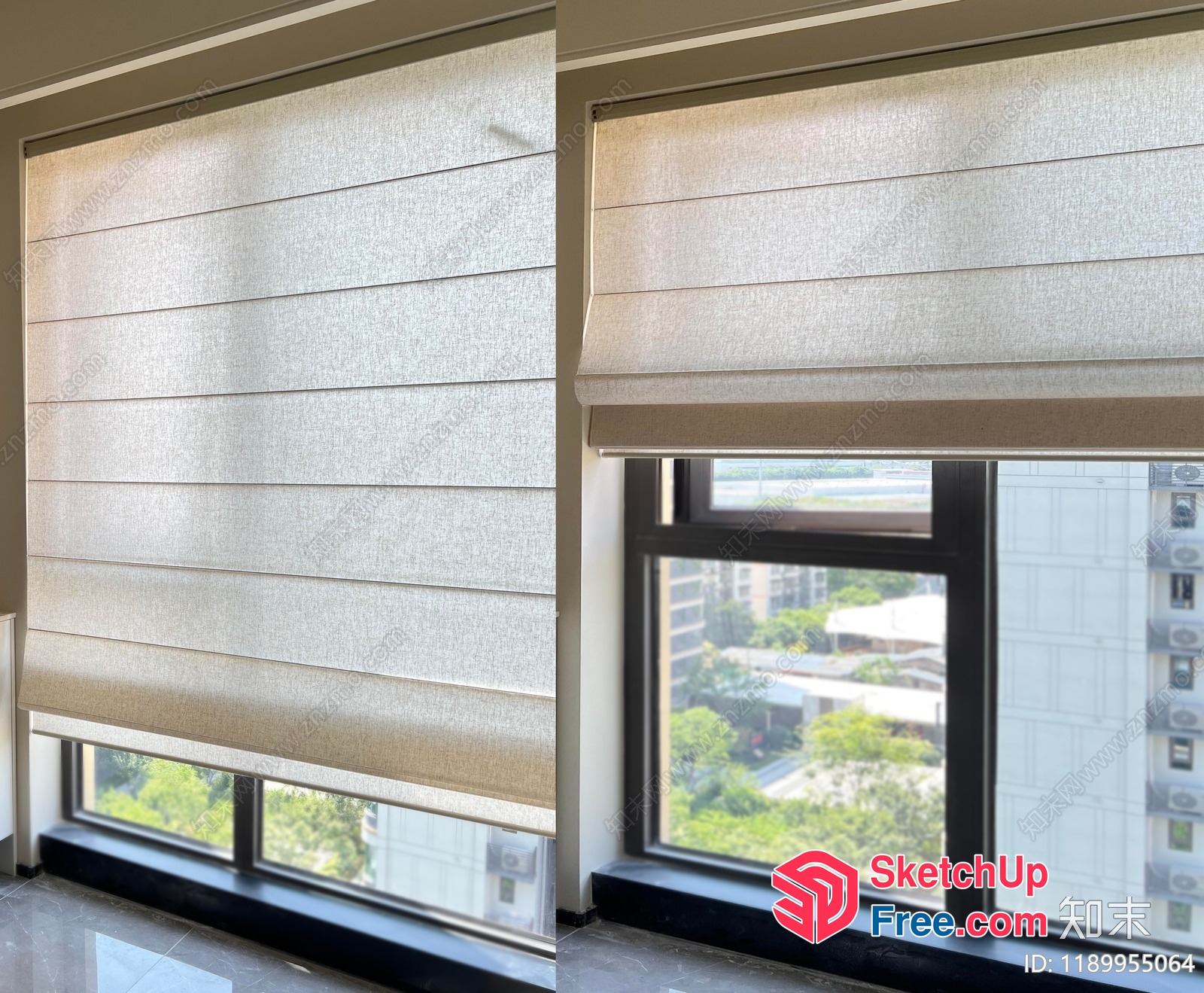 Modern Window Treatment With Horizontal Blinds 3D SketchUp File