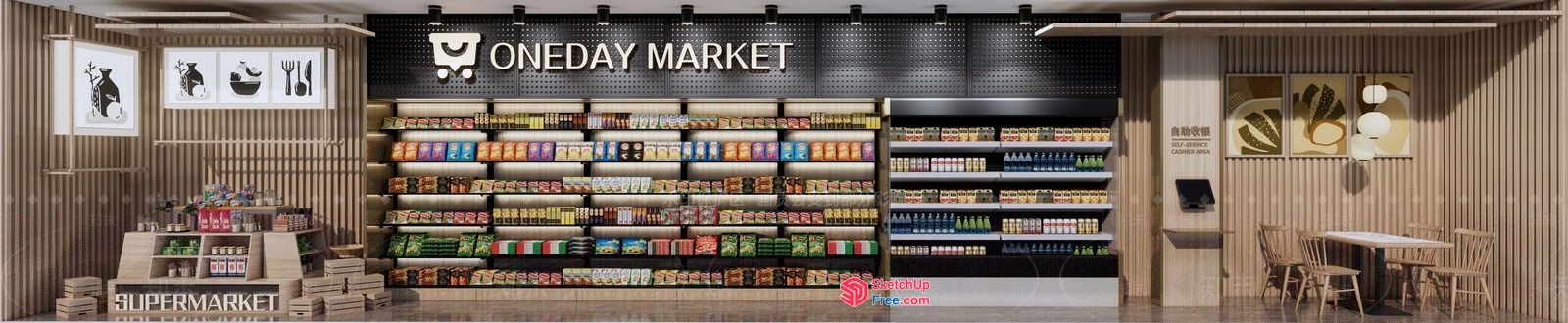 Supermarket Interior With Modern Decor 3D SketchUp File