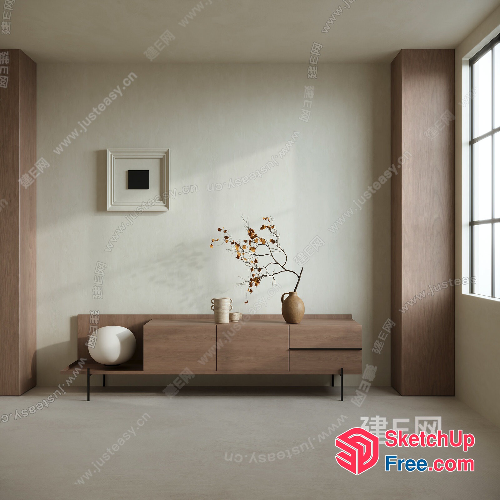 Minimalist Japanese Style Living Room Interior 3D SketchUp File