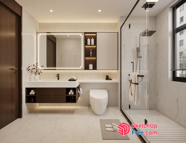 Modern Bathroom Interior With Clean Lines And Natural Light 3D SketchUp File