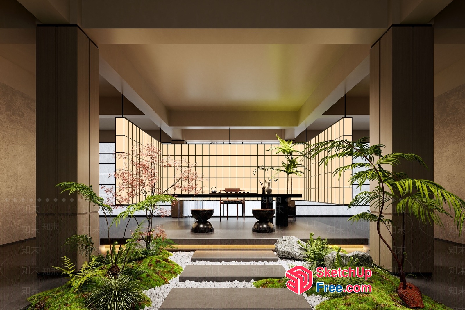 Elegant Japanese-Style Interior With Modern Touches 3D SketchUp File