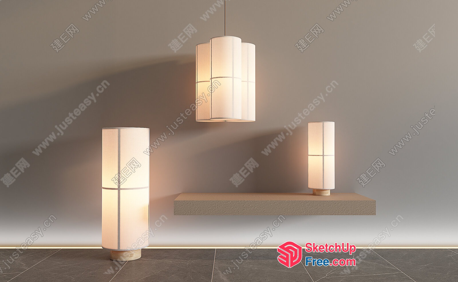 Elegant Japanese-Style Lighting Fixtures 3D SketchUp File