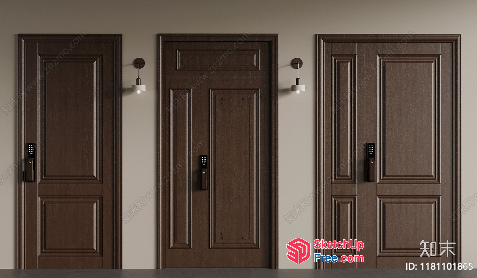 Modern Elevator Doors With Sleek Black Handles 3D SketchUp File