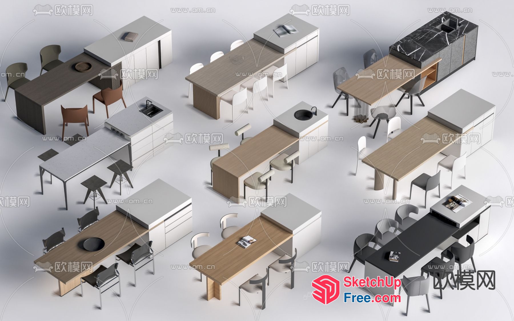 Modern Office Furniture Layout 3D SketchUp File