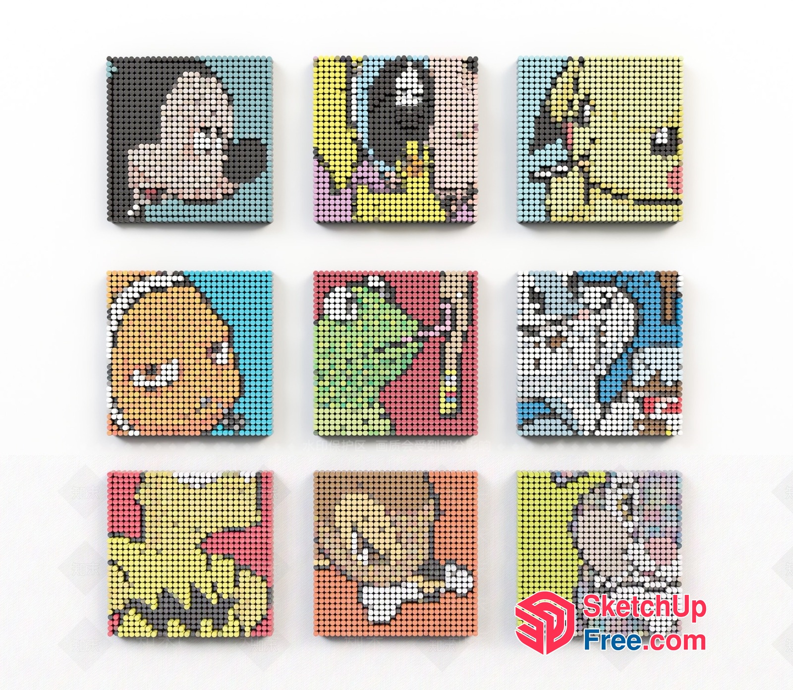 Colorful Pixel Art Collection 3D SketchUp File