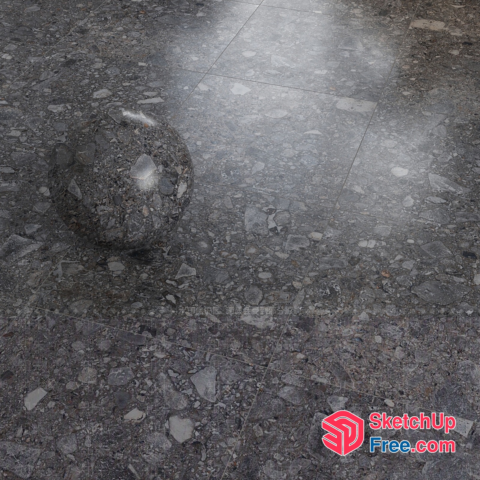 Gray Terrazzo Flooring With Large Pebbles 3D SketchUp File