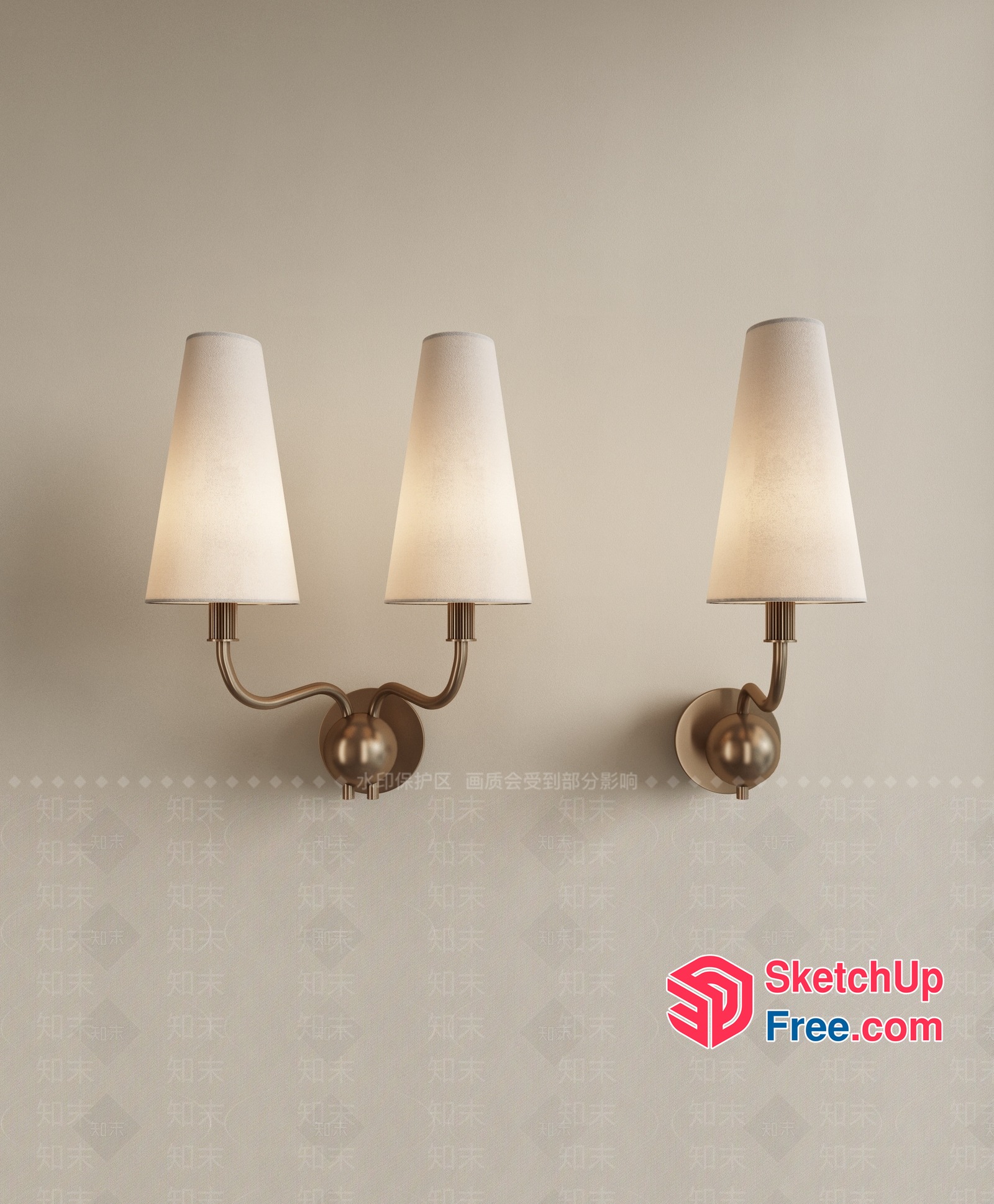 Elegant Double Sconce Lighting Fixture 3D SketchUp File