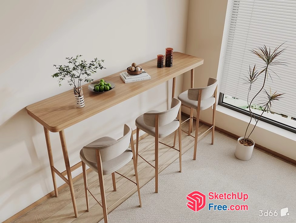 Simple Modern Bar And Table Set 3D SketchUp File