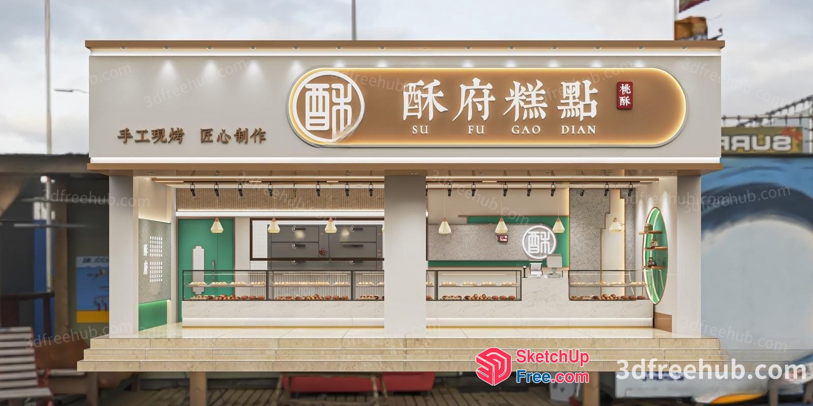 Modern Asian Food Court 3D SketchUp File